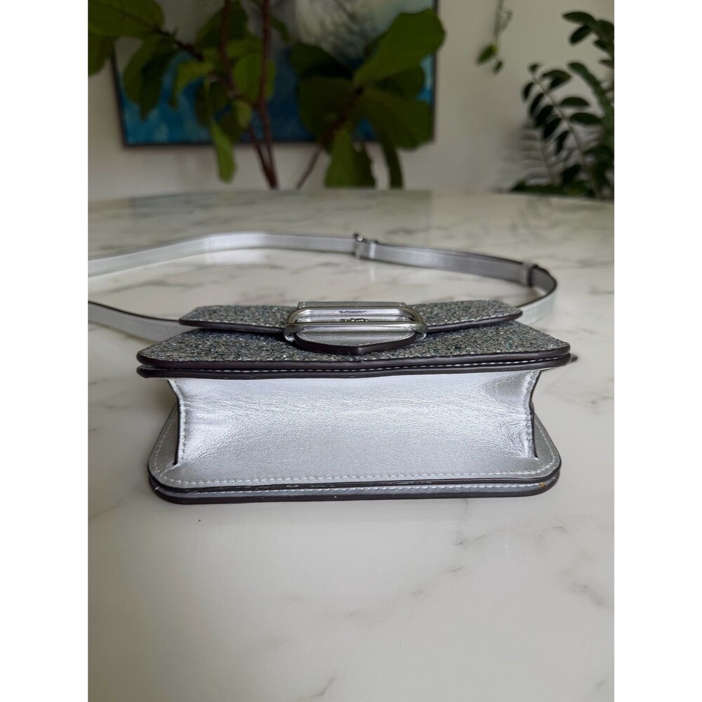 Coach Morgan Square Crossbody Shoulder Bag in Silver Glitter Leather CO925 - Picture 7 of 16